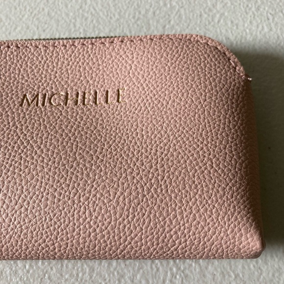 Wallet Small Pink Purse Michelle Engraved New with Tag Zipper Compartment - Picture 2 of 9